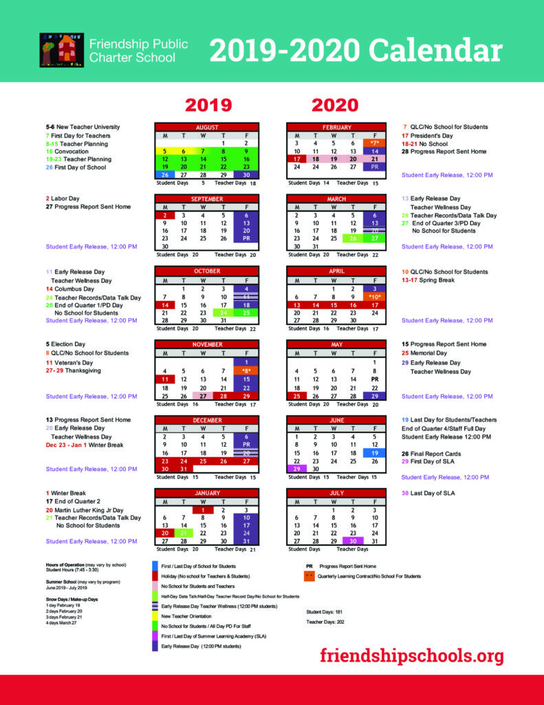 calendar2 Friendship Public Charter School