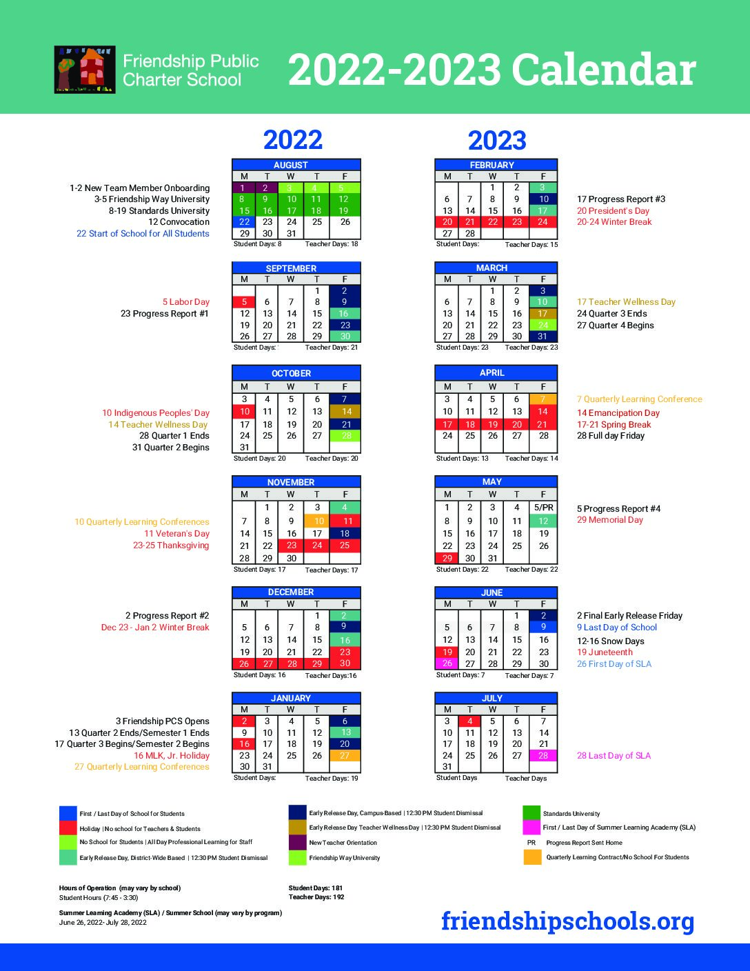 2022-2023_SY_Calendar(FINAL2022) - Friendship Public Charter School